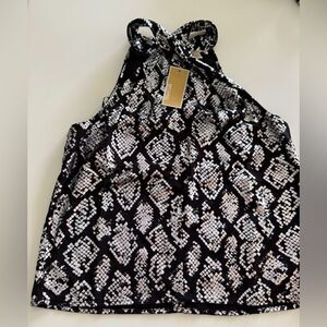Michael Michael Kors Black and Silver Patterned Top, NWT